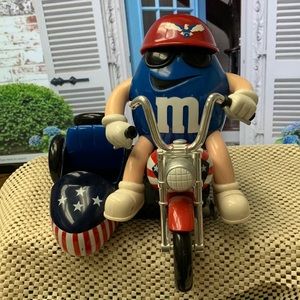 Vintage M&Ms Patriotic Freedom Rider Motorcycle with Side Car Candy Dispenser